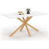 IDMarket - Tavolo da pranzo rettangolare per 8 persone GISELE con gamba a ragno in legno e piano bianco 160 cm