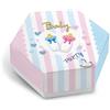 FERDINANDO FAMA' 12 Pezzi scatoline portaconfetti Baby Shower, bomboniera portaconfetti Baby Shower, Scatola Personalizzata n. 12 pz (biberon Rosa e Blu Baby Shower)