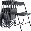 Bricozone Set da 6 Sedie Pieghevoli Slim in Metallo Imbottite Salvaspazio Portatili per Interno Esterno Ufficio Casa Campeggio Giardino Ospiti Design Moderno 44 x 44 x 78 cm Nero