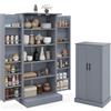 KOMFOTTEU Mobiletto Multiuso con Ripiani Regolabile, Credenza Cucina Salvaspazio, Armadio a Buffet con Dispositivo Antiribaltamento, Madia Soggiorno Moderna per Sala da Pranzo, 60x40x120cm (Grigio)