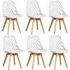 GrandCA HOME Set di 6 Sedie da Pranzo, Sedie da Cucina Moderne con Seduta Rivestita in pelle e Gambe in Faggio, Adatte a Cucine e Sale da Pranzo - Bianco