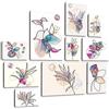 Giallobus - Set di 10 dipinti multipezzi - Fiori 2 - Legno MDF - 10 quadrati | 2 x 42 x 29,7 cm | 4 x 29,7 x 21 cm | 4 x 21 x 14,85 cm - Pronti da appendere