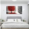 Bzdmly Toni in Bianco e Nero Paesaggio Rosso Albero Fortunato Dipinto a Mano Olio su Tela Decorazione Pittura 70x140 cm / 27,6x 55,1 Senza Cornice-4