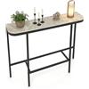 LIFEZEAL Consolle Ingresso, Tavolo Consolle, in Pietra e Metallo, con Effetto di Marmo, Moderno, Salvaspazio, Console Dietro Divano, per Entrata, Corridoio, 110x30x91 cm, Grigio e Nero