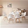 GrandCA HOME Tavolo da Pranzo e 6 Sedie da Pranzo Set da Sala da Pranzo Moderno, Tavolo da Cucina Rettangolare Struttura di Giunzione Sedie da Scrivania e da Cucina (6 sedie bianco+1 tavolo)