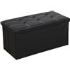 Oceano Pouf Contenitore Pieghevole Poggiapiedi Sgabello in Misto Lino Cassapanca Bauletto Ottomane Porta Giochi Organizzatore Poltrona per Soggiorno Ingresso Camera da letto (Nero 76x38x35cm)