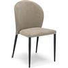 REDÒKASA Sedia da pranzo imbottita in tessuto morbido idrorepellente, schienale a poltroncina, gambe robuste in metallo, design moderno
