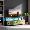 JYNVO Mobile TV con illuminazione a LED e 3 cassetti, piedini regolabili in altezza, per TV fino a 50-55 pollici, mobile TV con spazio per soggiorno o home cinema (colorato, 108 cm)
