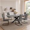 JIEXI Set di mobili da pranzo per 4-6 persone, tavolo da pranzo allungabile, moderno tavolo in legno MDF grigio, adatto per soggiorno, cucina, riunioni con molte persone (tavolo da 130-170 cm + 6