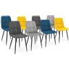IDMarket - Set di 8 sedie MILA in velluto misto blu x2, grigio scuro x2, grigio chiaro x2, giallo x2