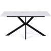 IDMarket - Tavolo da pranzo rettangolare per 8 persone ALASKA con effetto marmo bianco e gamba a ragno in metallo 160 cm