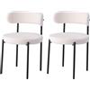 GrandCA HOME Set di 2 Sedie da Pranzo, Sedia da Cucina Imbottita con Rivestimento in Velluto Teddy, Adatta a Soggiorni, Sale da Pranzo e Camere da Letto, Bianco