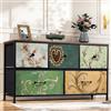 DADEA Cassettiera con 5cassetti, mobili stile bohemien, cassettiere colorate, portaoggetti a cassetti, cassettiera camera da letto, struttura in metallo, mobile con cassetti