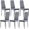 buybyroom set 6 sedie sala da pranzo grigie, sedie cucina moderne con gambe in metallo sedie imbottite, Semplici da montare adatto per sala da pranzo, soggiorno, cucina