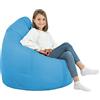 Italpouf Poltrona Sacco XL, Interno, Ecopelle, Adulti e Bambini, Riempimento Perle Polistirolo, Azzurro, 115x90 cm