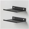 Steelnovo | Ortis, Coppia di Mensole da Bagno in Metallo Verniciato, 2 Mensole da Parete Portaoggetti, 20x3x14 cm, Colore Nero, Design Moderno e Minimal, Porta Accessori, Made in Italy
