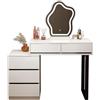 AuraFurn Tavolo da toeletta con illuminazione a LED e specchio, tavolo da trucco con tavolino, Vanity Desk, comò con cassetti e scaffali aperti, regolabile, montaggio flessibile (piccolo)