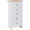 FineBuy Cassettiera 53x39x114 cm Bianca Rovere con 5 Cassetti, Stretto | alto cassettiera, credenza con vano contenitore per soggiorno, ingresso e camera, credenza
