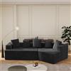 Soweiz Divano da soggiorno, Schneider Comfort in tessuto con nuvole, divano modulare, confezione completamente compressa, senza montaggio, materiale in corda, 312 x 75 x 68 cm (nero)