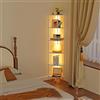 EXSELTMAN Scaffale con LED Regolabili, Libreria Verticale a 6 Livelli, Scaffale Libreria, Libreria Bianca, Libreria Verticale, per Soggiorno, Camera da letto, Ufficio 43x30x172cm