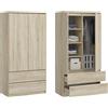 BDW Monia - Armadio con 2 ante e 2 cassetti, opaco, 4 ripiani, guide in metallo, per camera da letto, guardaroba, ufficio (rovere Sonoma, 180 x 90 x 50)