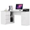 AKORD Scrivania ad Angolo B-20 | 3 cassetti, 2 Ripiani e un Ripiano con Anta | Scrivania | Scrivania ad angolo | Scrivania ad angolo per l'ufficio in casa | 155x77x85 | 60 kg Bianco/Bianco lucido