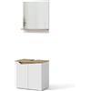 Vicco Set di mobili da bagno Marelle, Bianco, 60 cm, composto da specchio da bagno e mobile sottolavabo