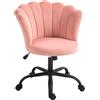 HOMCOM Sedia da Ufficio con Schienale a Petalo, Poltrona da Ufficio Senza Braccioli con Altezza Regolabile, Ruote e Seduta Girevole in Velluto, 69x64x80-90 cm, Rosa