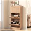 CXHLXYR Mobile porta scarpe in rattan 60 x 24 x 113 cm, 3 ante ribaltabili, mobile porta scarpe in legno con 6 ripiani regolabili, comoda per scarpe per ingresso, armadio e corridoio (legno, D)