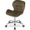 NMK HOME Sedia Velluto Scrivania - Sedia Imbottita Ufficio con Imbottitura Geometrica e Base Cromata