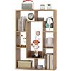 HOMASIS Libreria da Parete con 7 Cubi, Libreria Divisoria Ambiente con Protezione Antiribaltamento, Scaffale Geometrico Decorativa per Soggiorno, Studio, 60 x 20 x 90 cm (Naturale)