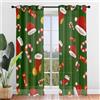 Surwin 3D Tende per Interni, Serie di Stampe Natalizie Tende a Vetro con Occhielli, 2 Pezzi Tende Camera da Letto, Tende Voile Semi Trasparenti, per Soggiorno, Cucina (132x160cm,Verde)