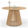 IDMarket - Tavolo da pranzo rotondo per 6 persone CARMEN con gambe a doghe in legno e piano in legno da 110 cm