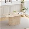 GrandCA HOME Tavolo da Pranzo Rettangolare con Angoli Arrotondati, Tavolo da Pranzo Moderno Cucina da 160 cm con Base in Legno, Ampio Piano di Lavoro in MDF, per 4-8 Persone, Travertino Giallo