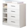 MB Muebles Bonitos, Comò Paola 4C, LED, 4 Cassetti, Melamina, Bianco Lucido, 80x87.5x35cm