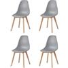 GrandCA HOME Set di 4 Sedie Sala da Pranzo, Sedie Cucina Moderne con Gambe in Legno Massello, Sedie in Polipropilene, Adatto per Sala da Pranzo Soggiorno-Grigio