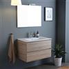Kiamami Valentina - Mobile bagno sospeso 90 cm cassetti rovere, lavabo, specchio | Berlin