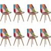 GrandCA HOME Set di 8 Sedie da Pranzo, Sedie da Cucina Nordiche con Morbido Cuscino Patchwork per Sala da Pranzo, Soggiorno, Rosso