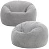 icon Classico Poltrona Sacco, Grigio, Set da 2, Velluto a Coste, Pouf Poltrona con Riempimento Incluso, Pouf Sacco, Camera da Letto, Soggiorno, Mobili Soggiorno