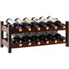 COSTWAY Porta Bottiglie di Vino, Scaffale per Vino con 2 Livelli da 12 Bottiglie, Portabottiglie in Bambù, Catinetta Portabottiglie per Cucina, Cantina e Bar, 60,5 x 24 x 25 cm (Marrone)