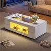 SACOOL Tavolino LED con controllo app Bluetooth, doppio strato lucido, adatto per feste, ufficio, soggiorno (bianco)