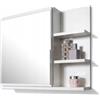 FreshYou Mobiletto a specchio 60x50 bianco, per il bagno con mensole, specchio da bagno, mobiletto sospeso - da parete - destra