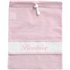 La Chiocciolina Sacchetto Porta Corredino Personalizzato con Nome Ricamato, Porta Corredino in Cotone con Personalizzazione, Sacca Porta corredino Neonato con Nome Ricamato (50 Cuoricini Rosa)