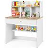 COSTWAY Scrivania in Legno 80 x 48 x 102 cm per Bambini 3+ Anni, Scrivania Cameretta Bambina con 5 Mensole, 1 Cassetto, Spazio di Lavoro e Angoli Arrotondati, Ideale per Studio e Disegno (Naturale)