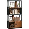 HOMCOM Mobile Libreria a 4 Livelli Aperti con Armadietto, Libreria Moderna, Scaffale Libreria con Armadietto per Soggiorno, Ufficio e Camera da Letto, 76.5x30x150 cm, Marrone e Nero