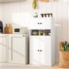 GIANTEX Libreria con 4 ante, mobile da cucina con ripiano regolabile e scomparto aperto, credenza per cucina, soggiorno, sala da pranzo, 54 x 30 x 111 cm (bianco)