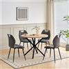 GrandCA HOME Set Tavolo e Sedie da Pranzo, Tavolo Rotondo da 100 cm Con 4 Sedie Imbottite Moderne, Adatto Per Sale da Pranzo e Cucine (Chiaro + Grigio)
