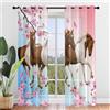 Surwin Tende per Interni, Tende a Vetro con Occhielli, 2 PezziTende Camera da Letto, 3D Cavallo Tende Voile Semi Trasparenti, per Camera da Letto, Cucina, Soggiorno (140x275cm,Fiore di pesco)