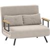 HOMCOM 4 in 1 Divano Letto 2 Posti, con Schienale Regolabile in 5 Posizioni, Divano Letto Matrimoniale Pieghevole con 2 Cuscini, Seduta Imbottita, in Velluto per Casa e Ufficio, 102x73x81 cm, Crema