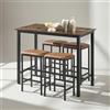 buybyroom Set tavolo da bar marrone con 4 sgabelli da bar e set da pranzo - tavolo da cucina con sedie, 120 x 60 x 90,5 cm